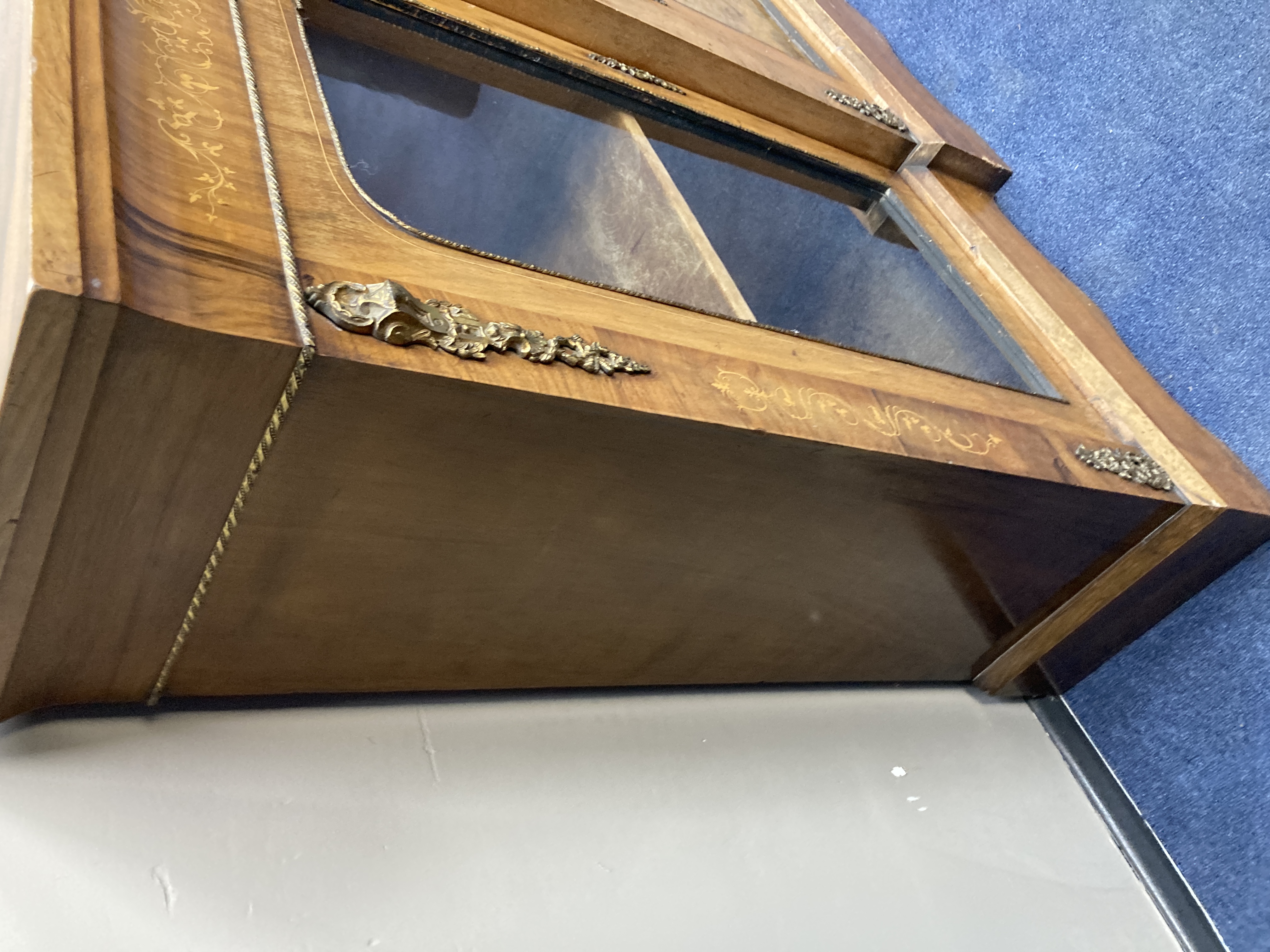 A Victorian walnut breakfront side cabinet, width 176cm, depth 34cm, height 105cm